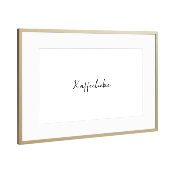 Poster mit Rahmen Gold "Kaffeeliebe quer" artboxONE - Typografie,Essen & Trinken,Schwarzweiß