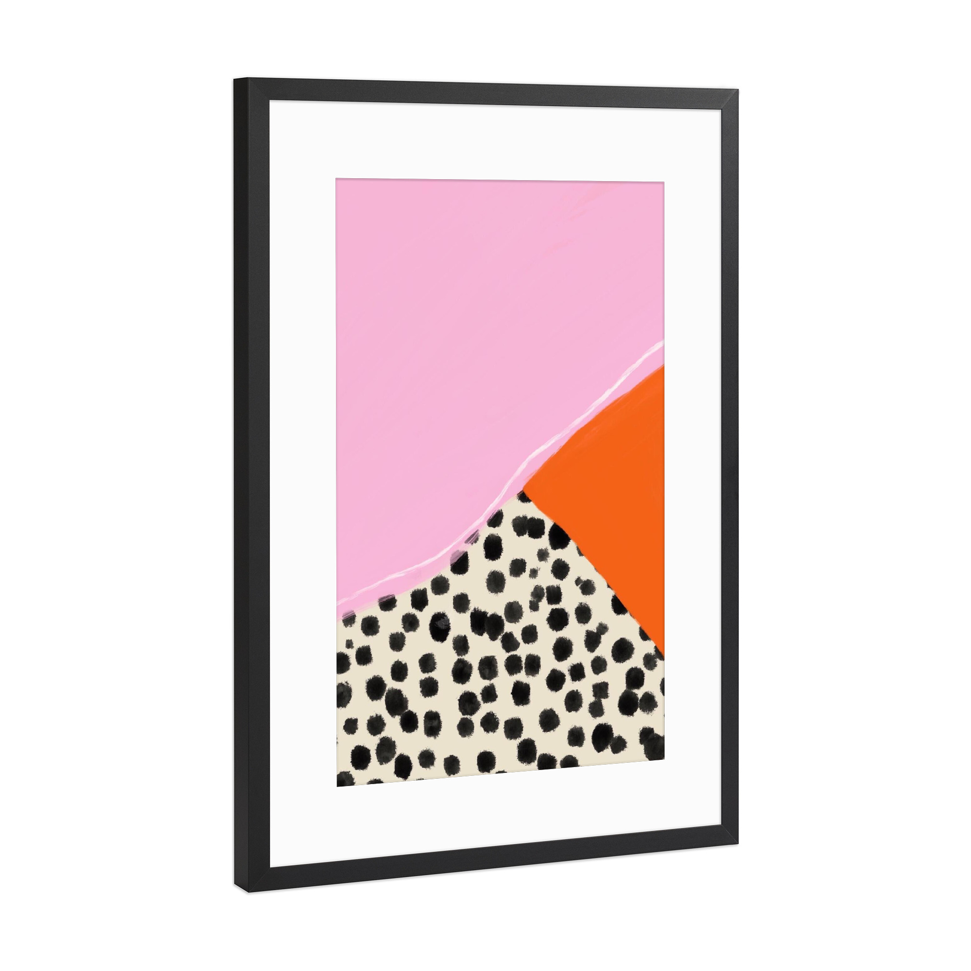 Poster mit Rahmen Schwarz (Metallic) "Summer Love orange rose dots" artboxONE - Abstrakt