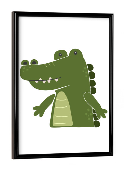 Poster mit schwarzem Rahmen "Niedliche Krokodilillustration" artboxONE - Für Kinder,Tiere