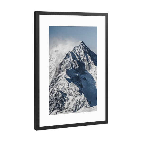 Poster mit Rahmen Schwarz (Metallic) "Nebliger Berg" artboxONE - Natur,Reise,Männer