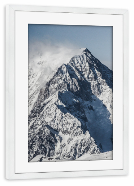 Poster mit Rahmen weiß "Nebliger Berg" artboxONE - Natur,Reise,Männer