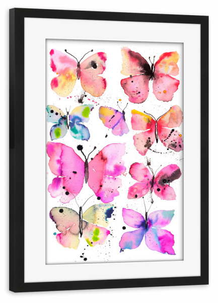 Poster mit Rahmen schwarz "Super Artistic Schmetterlinge" artboxONE - Tiere,Liebe,Für Mama