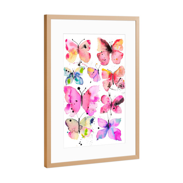 Poster mit Rahmen Kupfer "Super Artistic Schmetterlinge" artboxONE - Tiere,Liebe,Für Mama