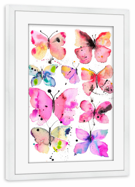 Poster mit Rahmen weiß "Super Artistic Schmetterlinge" artboxONE - Tiere,Liebe,Für Mama