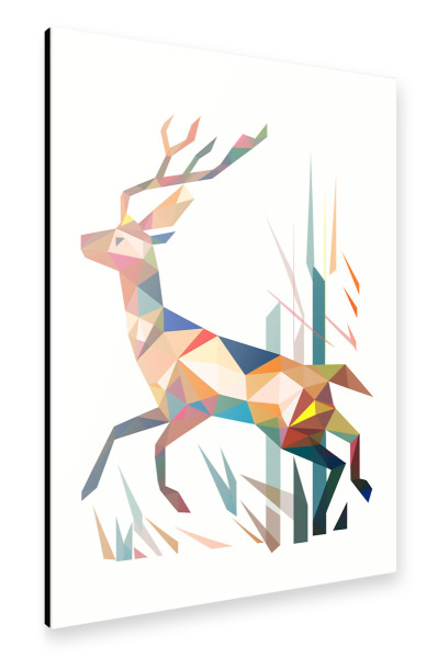 Alu-Dibond "Bunter Polygon Hirsch" 30x20 cm artboxONE