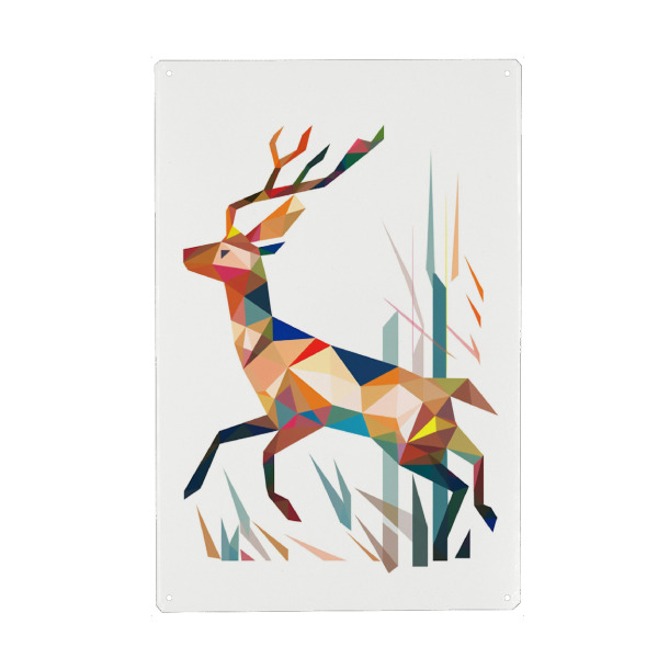 Holzbild "Bunter Polygon Hirsch" artboxONE - Natur,Tiere,Abstrakt