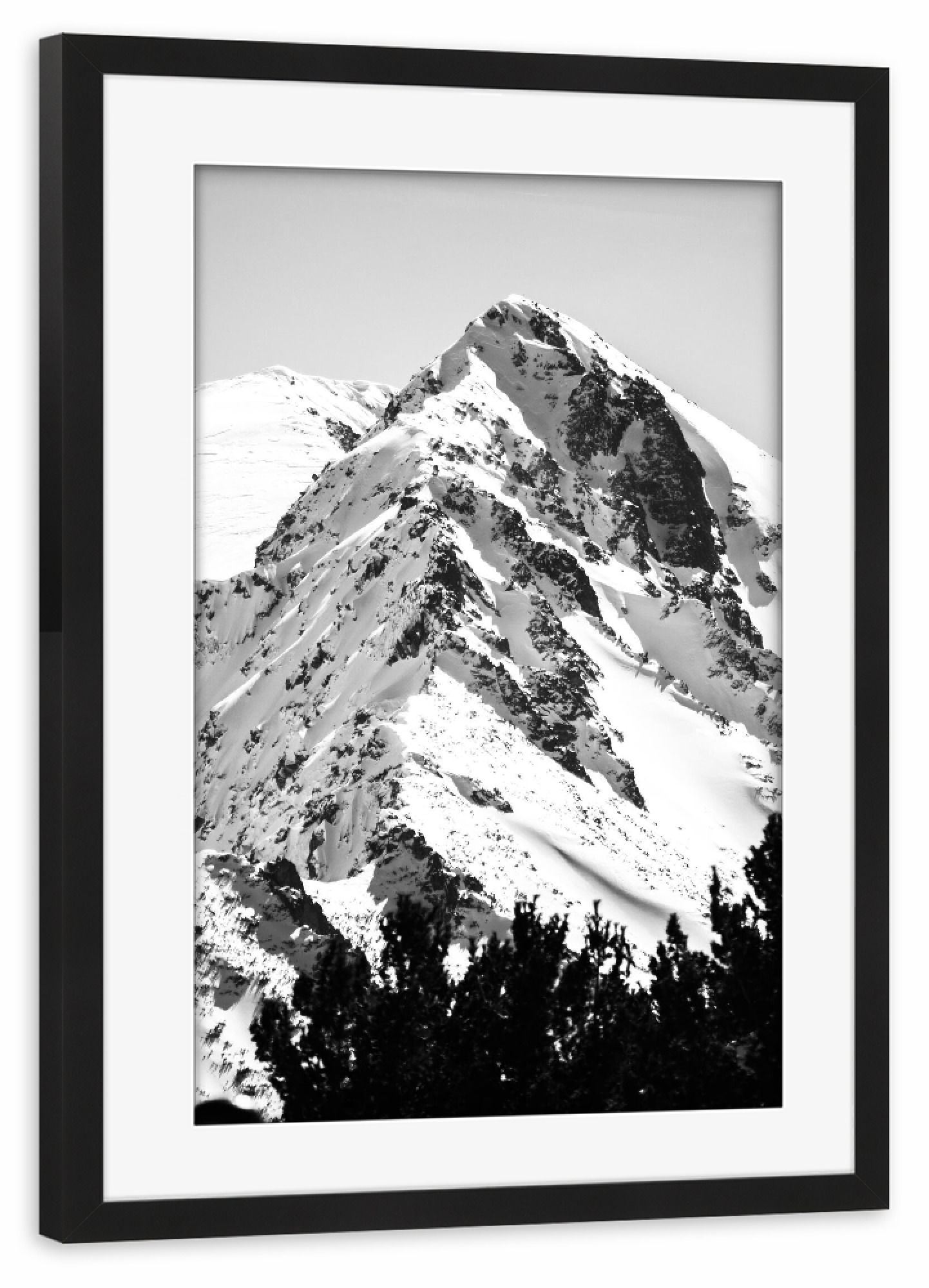 Poster mit Rahmen schwarz "Verschneiter Berggipfel" artboxONE - Natur,Reise