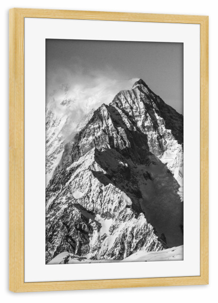 Poster mit Rahmen kiefer "Mont Blanc sw" artboxONE - Natur,Reise,Schwarzweiß