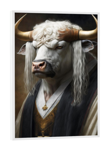 Poster mit weißem Rahmen "Richter Stier Bulle Karl" artboxONE - Tiere,Lustig