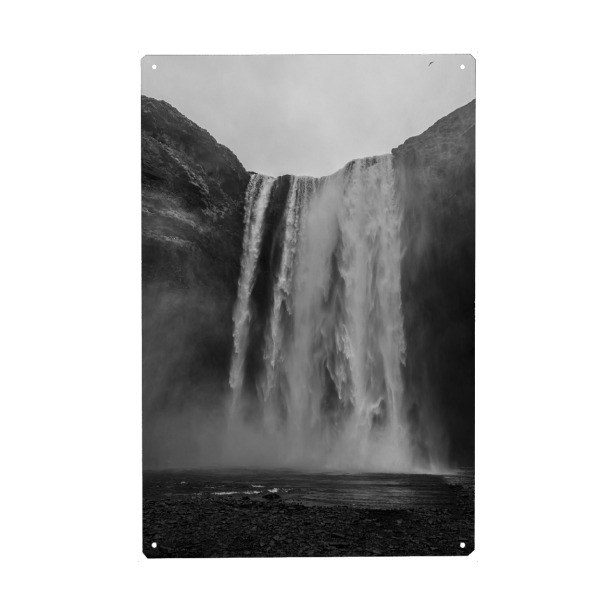 Holzbild "Wasserfall Skógafoss Island" artboxONE - Natur,Reise,Schwarzweiß