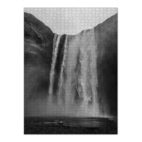 Puzzle Ravensburger "Wasserfall Skógafoss Island" artboxONE - Natur,Reise,Schwarzweiß