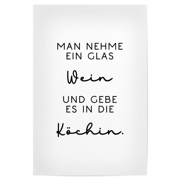 Poster "Wein für die Köchin" artboxONE - Typografie,Essen & Trinken,Für Mama,Lustig
