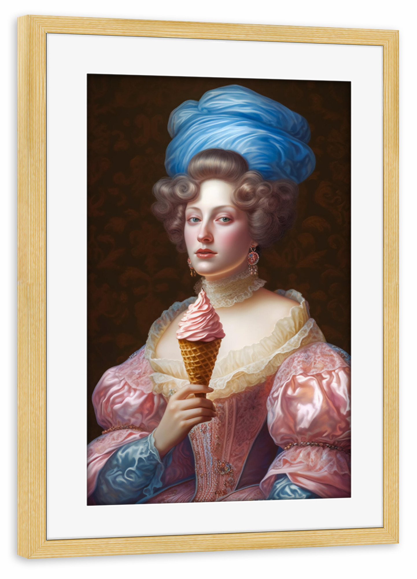 Poster mit Rahmen kiefer "Madame ice cream" artboxONE - Menschen,Fashion,Lustig