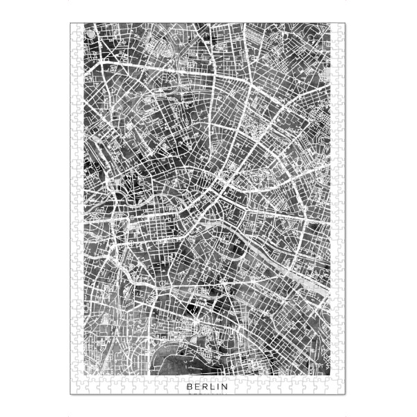 Puzzle Ravensburger "Berlin Stadtplan Schwarz" artboxONE - Städte - Berlin,Deutschland,Stadtkarte,Karte,Stadtplan,Aquarell,Malerei - Bild berlin