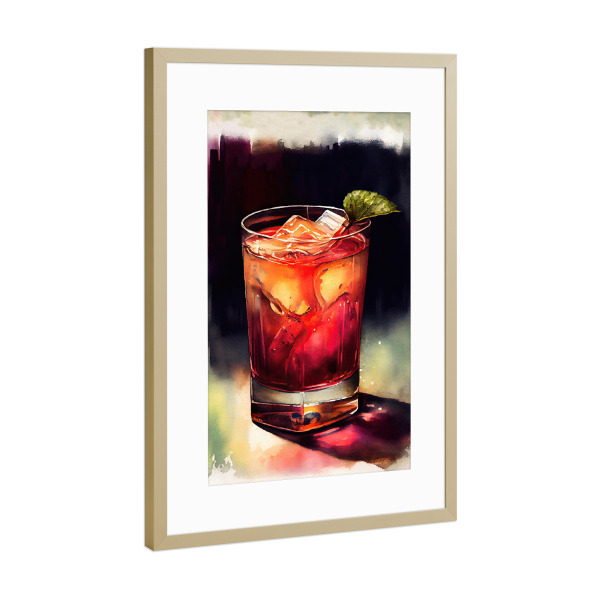 Poster mit Rahmen Gold "Klassisches Eleganzgetränk" artboxONE - Essen & Trinken,Essen & Trinken / Alkohol