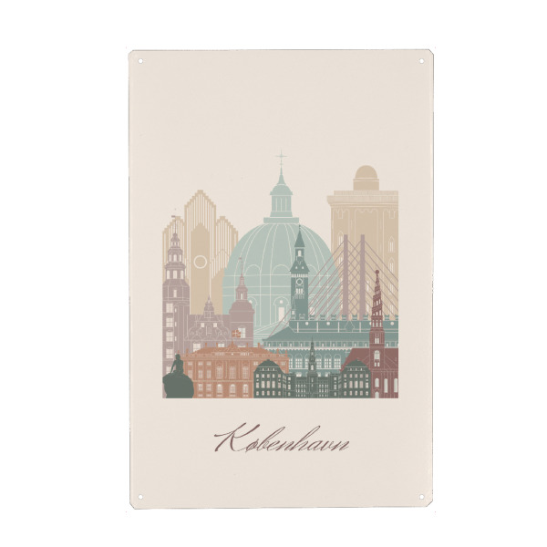 Metall Poster "Die Skyline von Kopenhagen" artboxONE - Städte,Reise,Architektur,Städte / København,Kartografie
