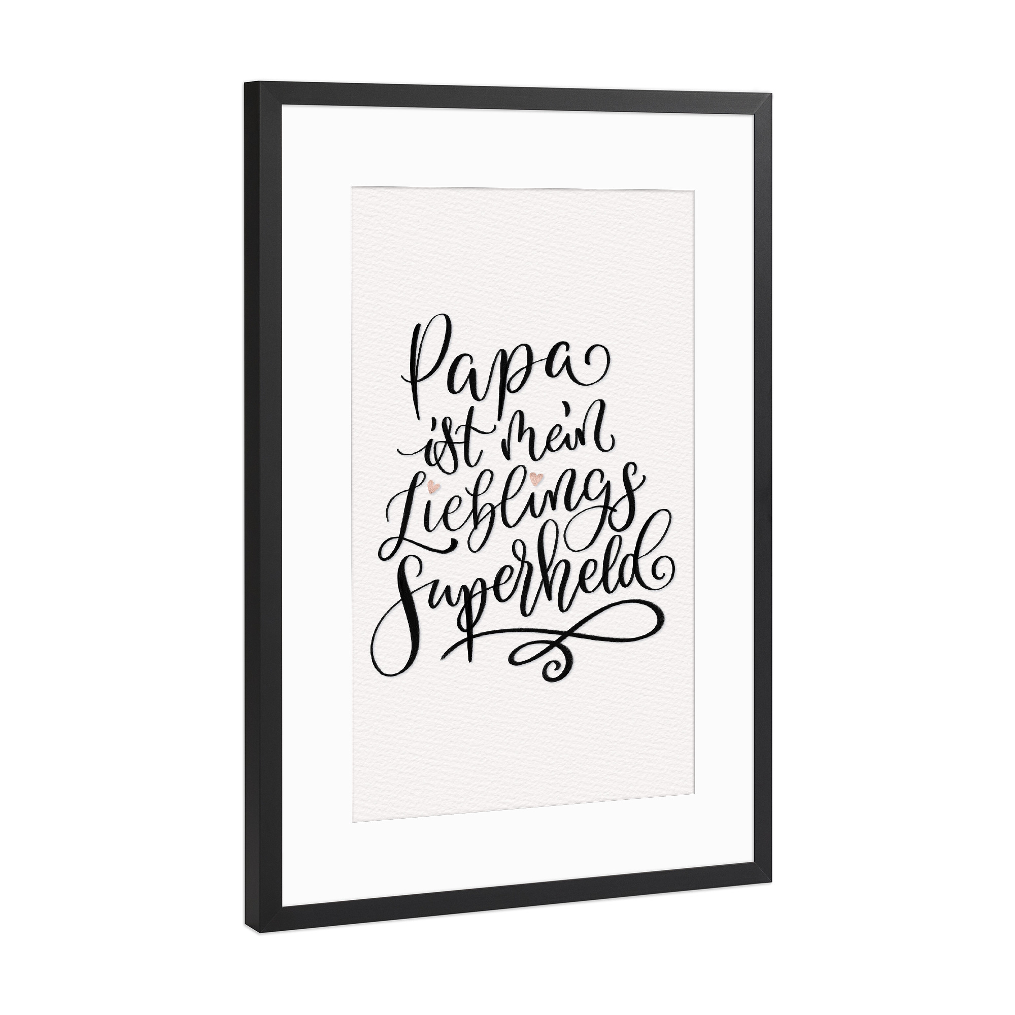 Poster mit Rahmen Schwarz (Metallic) "Papa ist mein Lieblings-Superheld" artboxONE - Typografie,Liebe,Für Papa