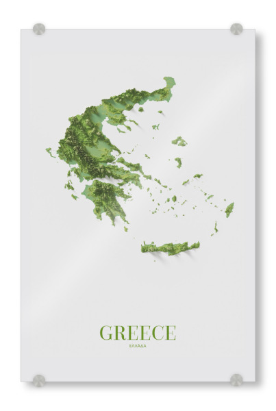 Acrylglasbild "Griechenland 3D-Karte" artboxONE - Kartografie