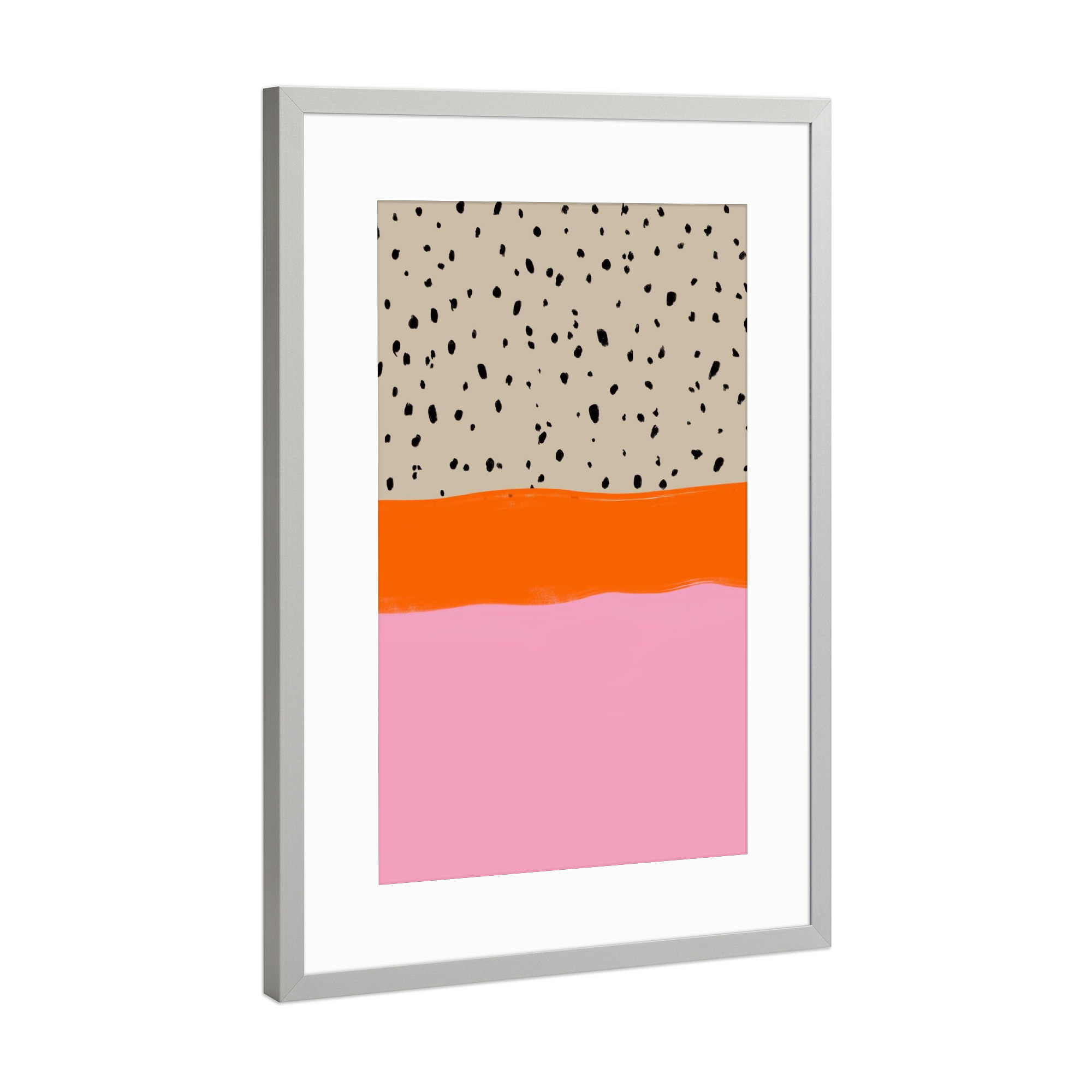 Poster mit Rahmen Silber "Summer of Dots" artboxONE - Abstrakt - Bunt,Rosa,Sommer,Dots,Punkte,Boho,Abstrakt,Muster