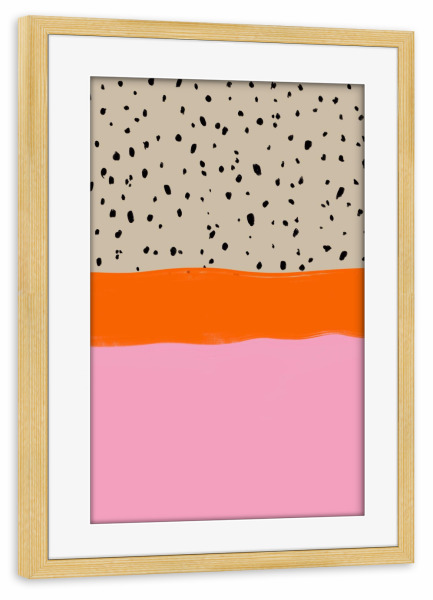 Poster mit Rahmen kiefer "Summer of Dots" artboxONE - Abstrakt - Bunt,Rosa,Sommer,Dots,Punkte,Boho,Abstrakt,Muster