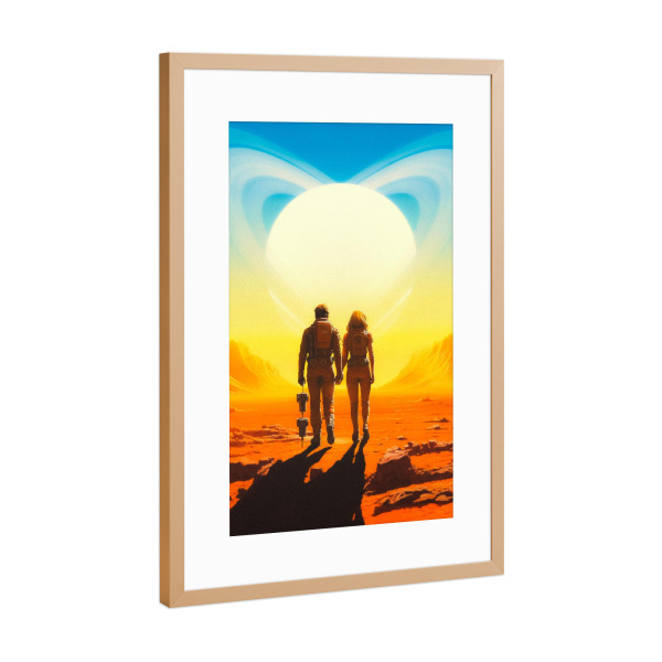 Poster mit Rahmen Kupfer "Saturn-Liebe" artboxONE - Reise,Liebe,Galaxy