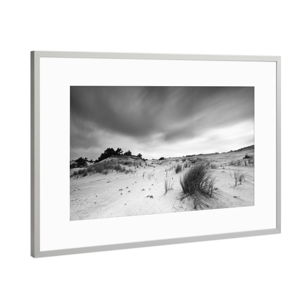 Poster mit Rahmen Silber "Dünenlandschaft schwarzweiß" artboxONE - Natur,Schwarzweiß,Reise / Strand und Meer