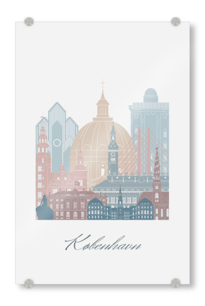 Acrylglasbild "Skyline - Kopenhagen" artboxONE - Städte,Reise,Architektur,Städte / København,Kartografie