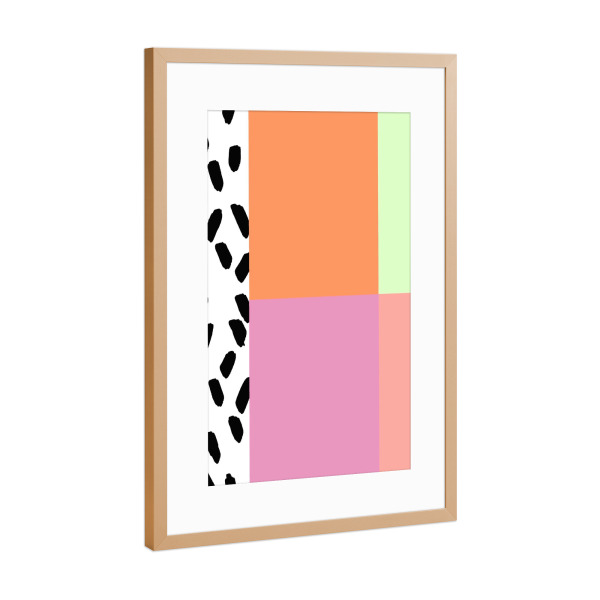 Poster mit Rahmen Kupfer "Straciatella Pop" artboxONE - Abstrakt - Bunt,Straciatell,Dots,Punkte,Rosa,Orange,Terrazzo,Abstrakt