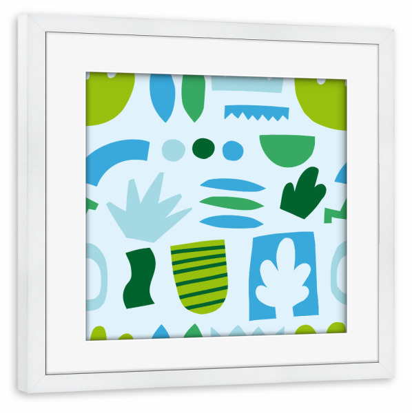 Poster mit Rahmen weiß "Sommer Muster türkis" artboxONE - Abstrakt,Geometrie