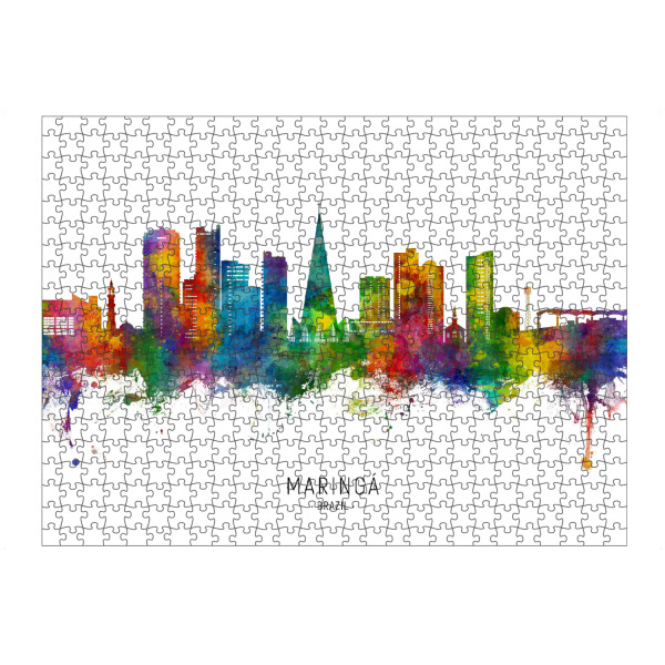 artboxONE Puzzle "Maringa Skyline Brasilien txt" artboxONE - Tiere - Maringá,Brasilien,Skyline,Stadtbild,Stadtbild,Aquarell,Malerei