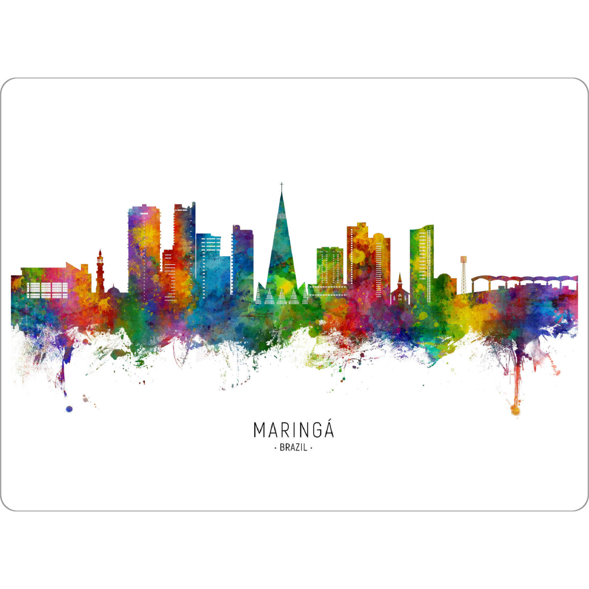 Tischset "Maringa Skyline Brasilien txt" artboxONE - Tiere - Maringá,Brasilien,Skyline,Stadtbild,Stadtbild,Aquarell,Malerei - Bild maringá
