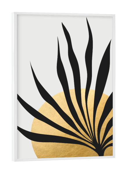 Poster mit weißem Rahmen "Tropische Sonne und Palmblatt" artboxONE - Floral,Abstrakt - Tropisch,Sonne,Palme,Palmblatt,Boho,Bohemian,Formen