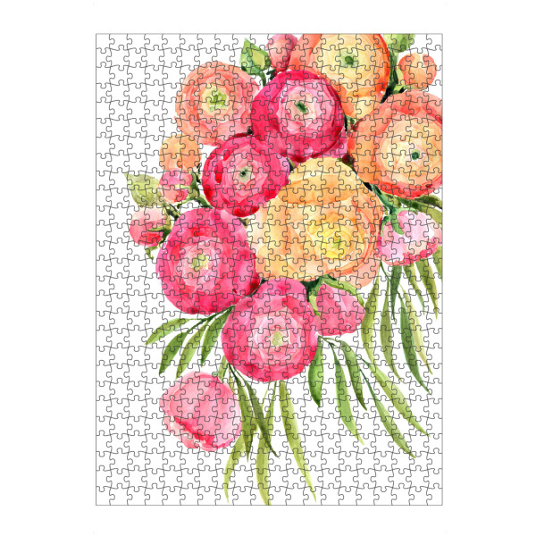 Puzzle Ravensburger "Sanyai-Ranunkeln" artboxONE - Floral - Rosa blumen,Aquarell,Aquarellblumen,Orange,Rosa,Ranunkeln,Blumenstrauß,Blumenstrauß