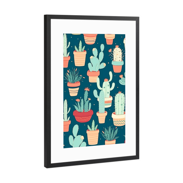 Poster mit Rahmen Schwarz (Metallic) "Kaktus Liebe" artboxONE - Natur,Reise,Floral