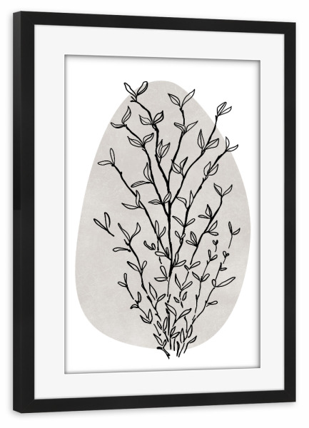 Poster mit Rahmen schwarz "Garran B" artboxONE - Floral,Abstrakt - Zweig,Blätter,Grün,Strichzeichnungen,Einfach,Floral,Pflanze,Minimalistisch