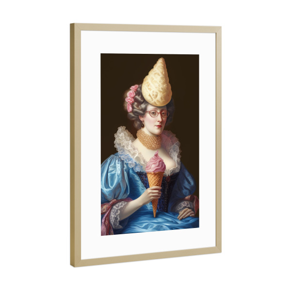 Poster mit Rahmen Gold "Pink Eiscreme" artboxONE - Menschen,Fiktion,Lustig