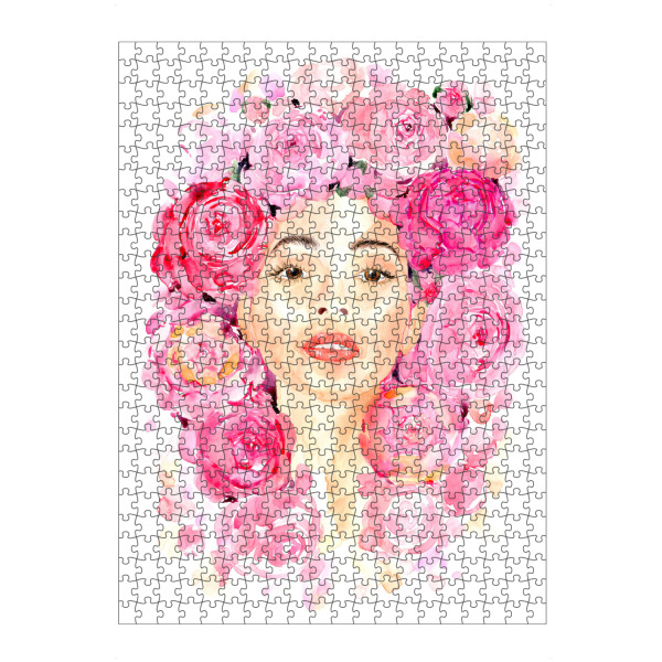 artboxONE Puzzle "Lesley" artboxONE - Floral,Menschen - Gesicht,Frau,Blumen,Blumenkrone,Rosa blumen,Aquarell - Bild gesicht