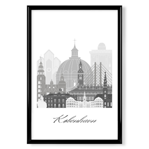 Kopenhagener Skyline schwarz weiß