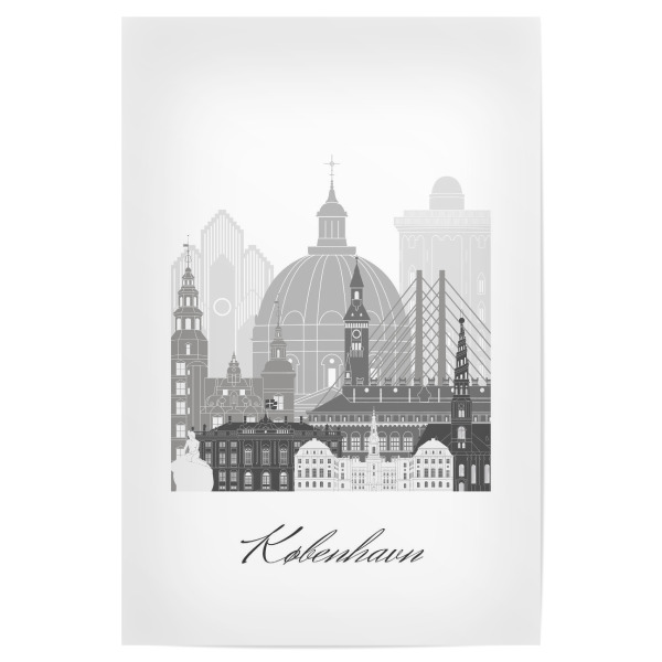 Poster 30x20 cm "Kopenhagener Skyline schwarz weiß" artboxONE - Städte,Reise,Architektur,Städte / København,Kartografie