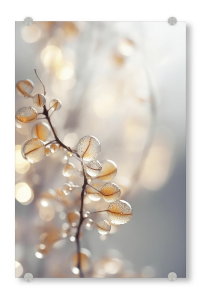 Acrylglasbild "Drops On Leaf (Four)" artboxONE - Natur,Floral,Für Mama - Natur,Dekorativ,Fotografie,Makro,Tropfen,Regen,Schlicht,Simpel