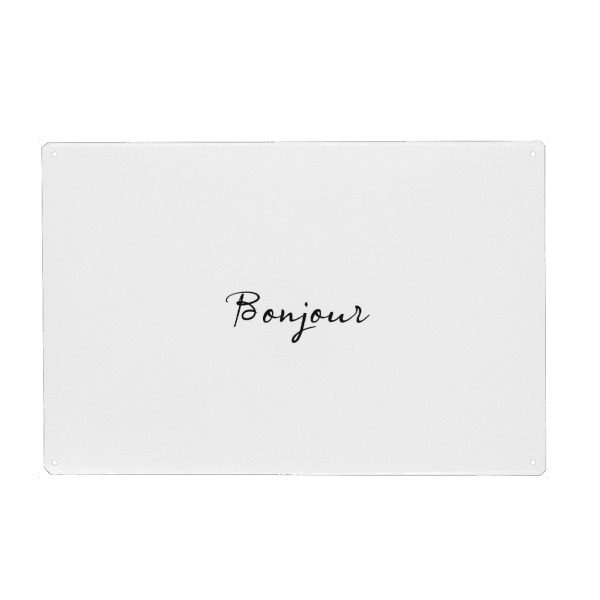 Holzbild "Schrift Bonjour" artboxONE - Typografie,Schwarzweiß,Reise / Länder