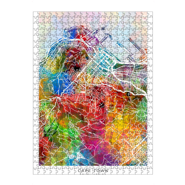 Puzzle Ravensburger "Farbe der Skyline von Kapstadt" artboxONE - Städte - Kapstadt,Südafrika,Stadtkarte,Karte,Stadtplan,Aquarell,Malerei