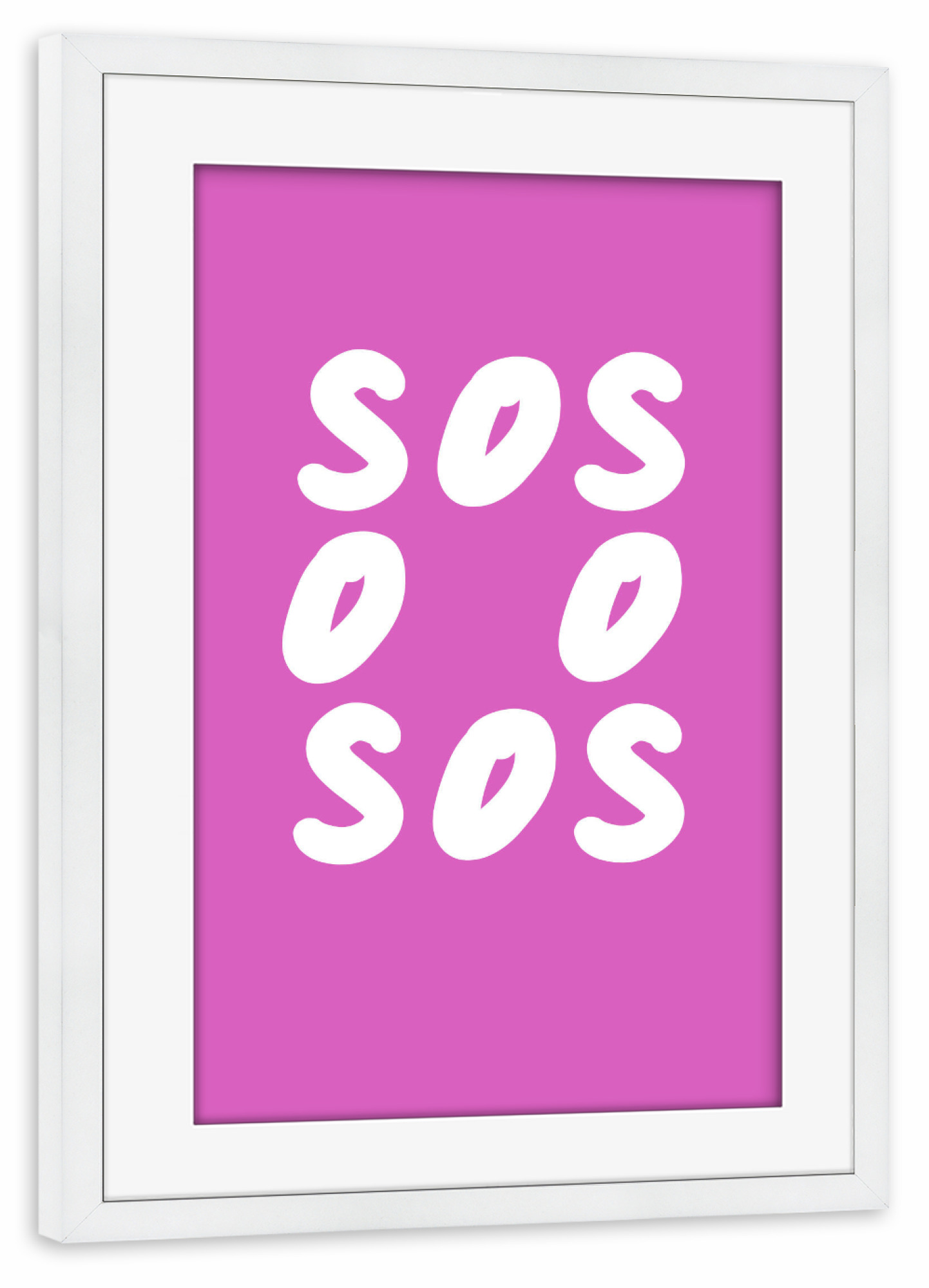Poster mit Rahmen weiß "Pink SOS" artboxONE - Typografie,Abstrakt,Menschen