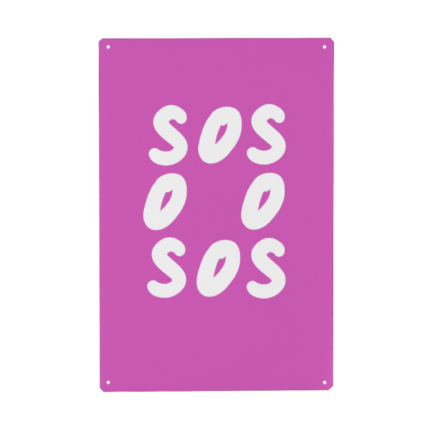 Metall Poster "Pink SOS" artboxONE - Typografie,Abstrakt,Menschen