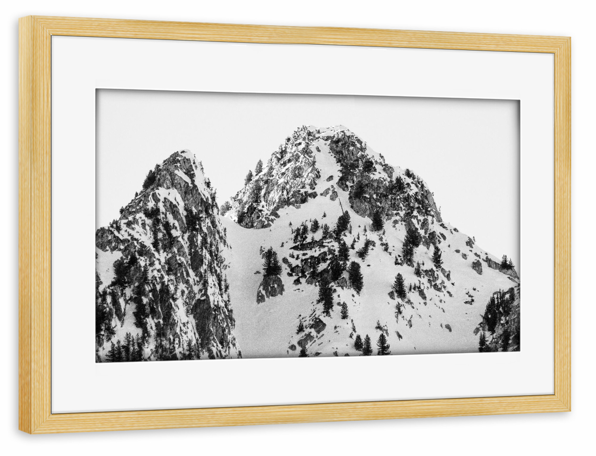 Poster mit Rahmen kiefer "Verschneite Berge" artboxONE - Natur,Reise,Männer