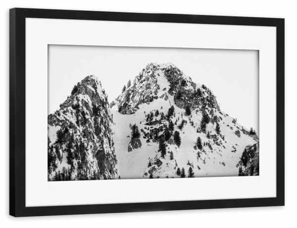 Poster mit Rahmen schwarz "Verschneite Berge" artboxONE - Natur,Reise,Männer