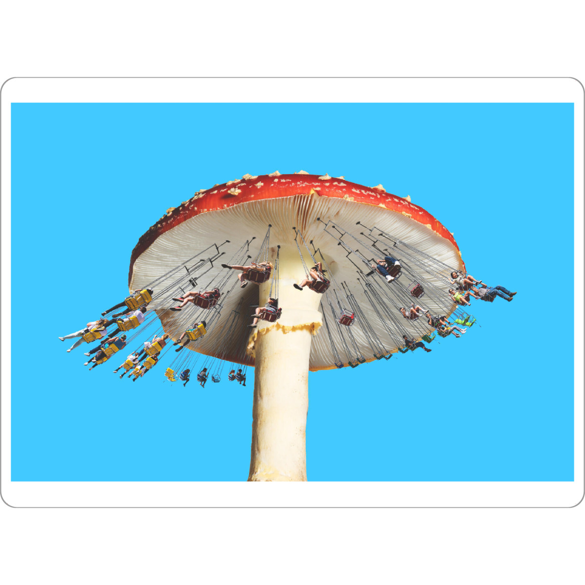 Tischset "Amanita-Karussell" artboxONE - Natur,Floral,Lustig - Fliegenpilz,Spaß,Ganjubas,Ausflug,Karussell,Festival,Natur,Surrealismus,Pop-art,Hippie