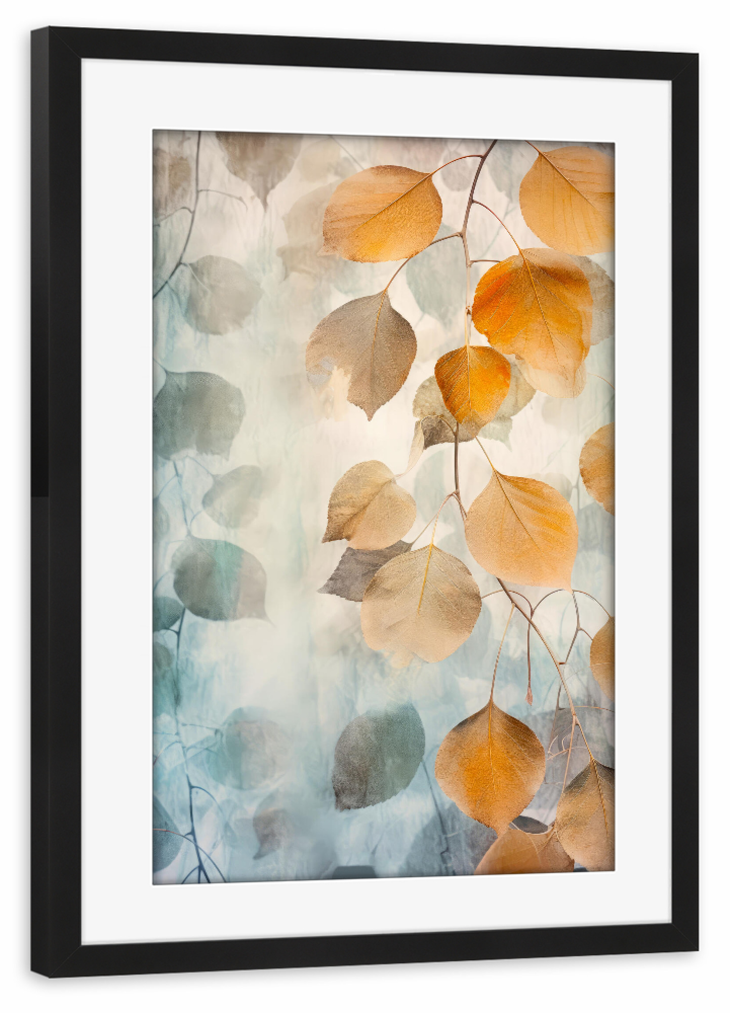 Poster mit Rahmen schwarz "Blumenblätter Kunst E" artboxONE - Floral - Natur,Blumen,Blumen,Botanisch,Blätter,Blatt,Blumen