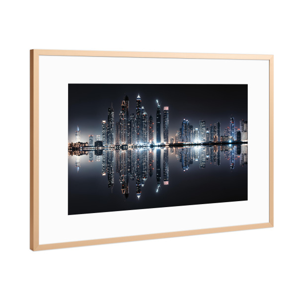 Poster mit Rahmen Kupfer "Dubai Marina bei Nacht" artboxONE - Städte,Reise,Architektur,Reise / Länder,Städte / Dubai
