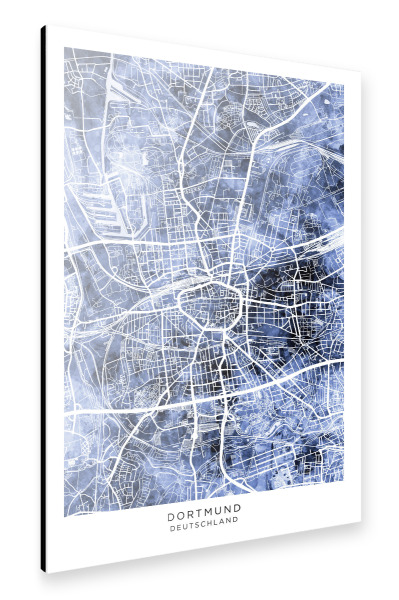 Alu-Dibond "Dortmund Stadtplan Blau" 30x20 cm artboxONE